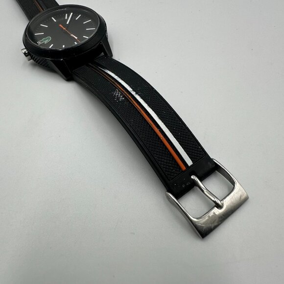 Lacoste Watch Men Black 42MM Round Dial Silicone Band New Battery 9.5" - Picture 5 of 12